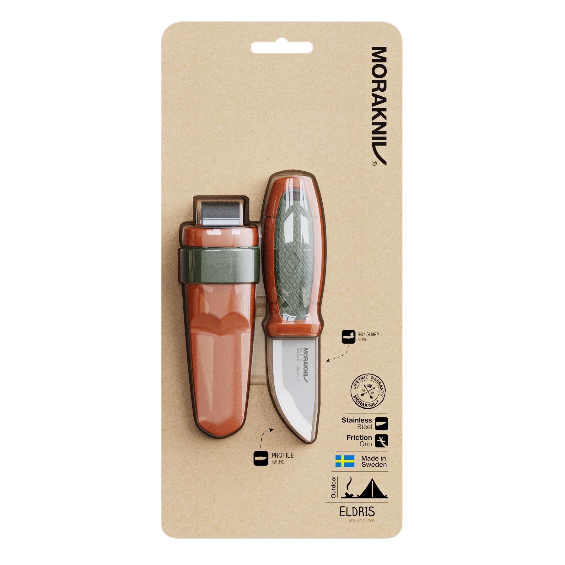 Morakniv Eldris with Belt Loop (S) Olive Green/Burnt Orange Morakniv Eldris with Belt Loop (S) Olive Green/Burnt Orange